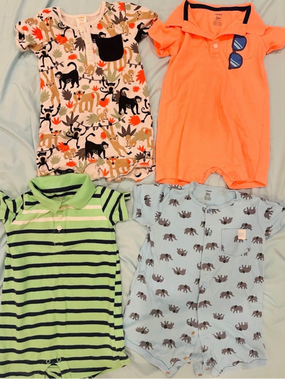 Lot of 4 boys Toddler Romper Sets One piece shorts outfits 24 months